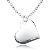 Heart Flat Shaped Silver Necklace SPE-5261